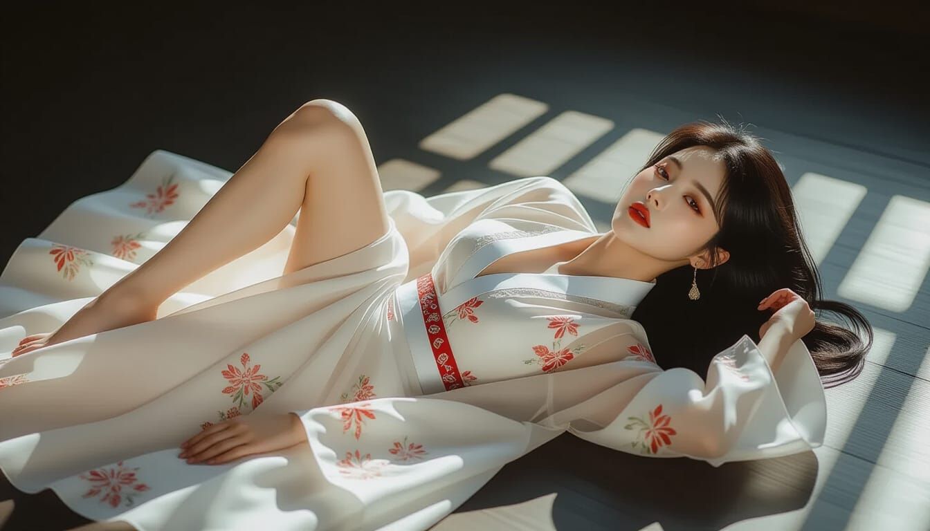 Korean Supermodel Poses in Delicate See-Through Hanbok