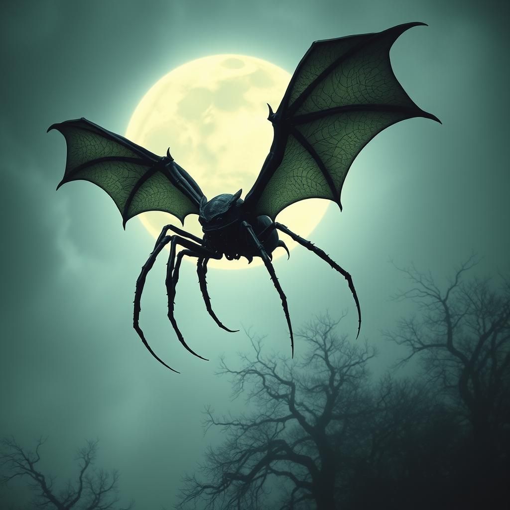 Mystical Spider Soaring with Bat Wings