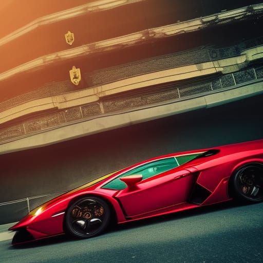 Red and Golden Lamborghini Supercar