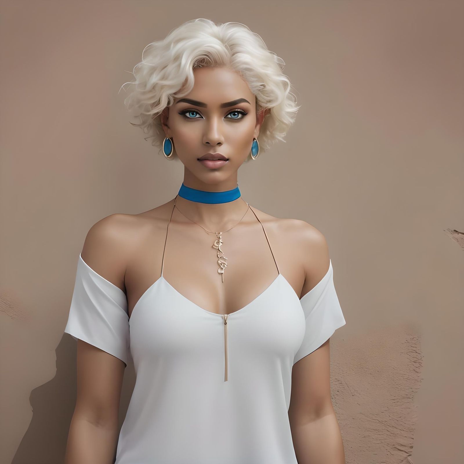 Adventurous Mediterranean Woman with Blonde Hair and Blue Ey...