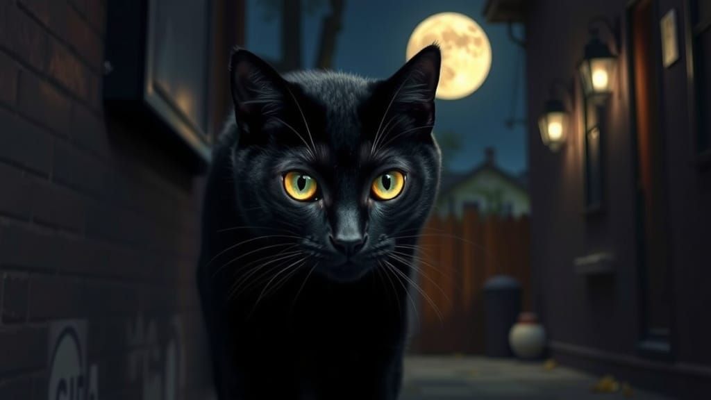 Moonlit Feline Enigma in Midnight Shadows