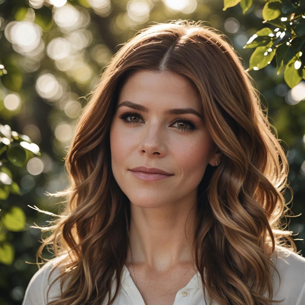 Youthful Woman Portrait with Flowing Hair, Natural Lighting
