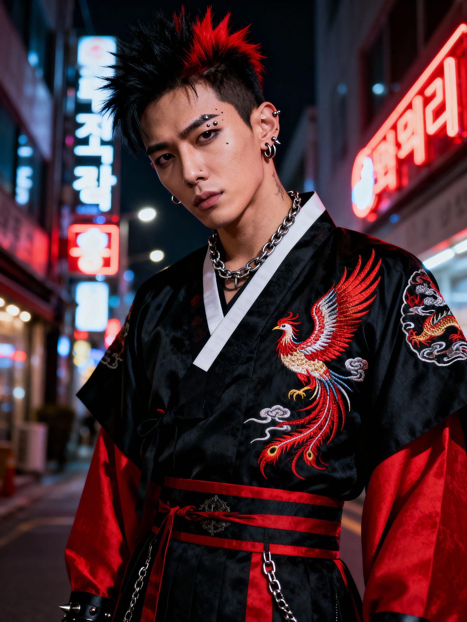 Punk Korean Fashion: Man in Hanbok with Chains