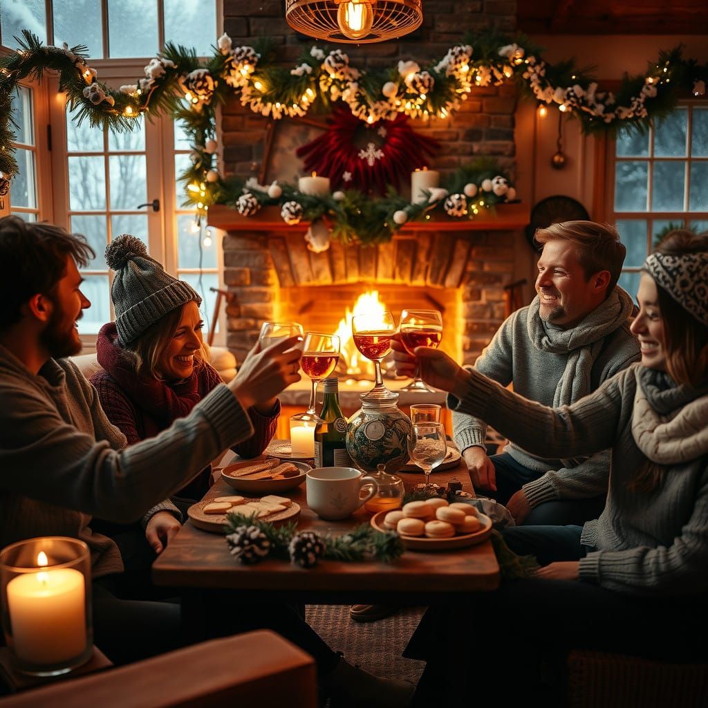 Warm Winter Gathering in Cozy Living Room Style