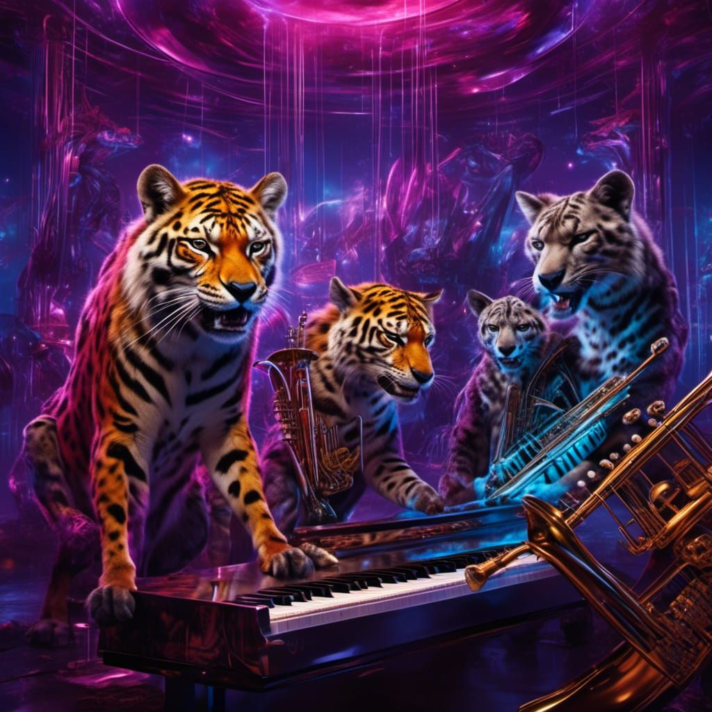 Tigers and Hyenas Band: Neon Futuristic Glow
