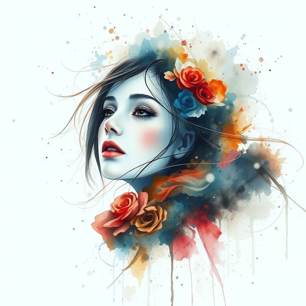 Winter Girl in Expressive Watercolour Style