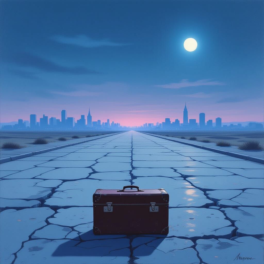 Desolate Cityscape Under Moody Twilight Sky