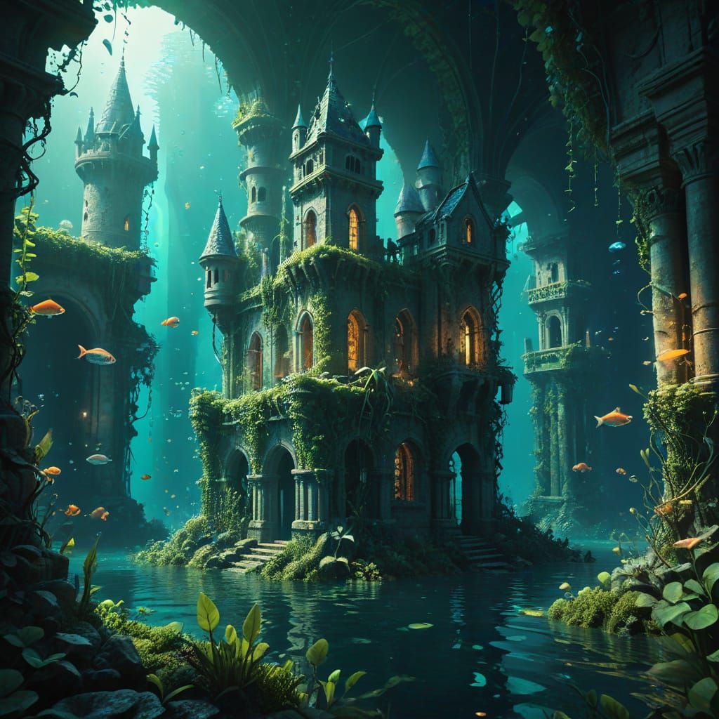 Whimsical Underwater Castle Concept Art