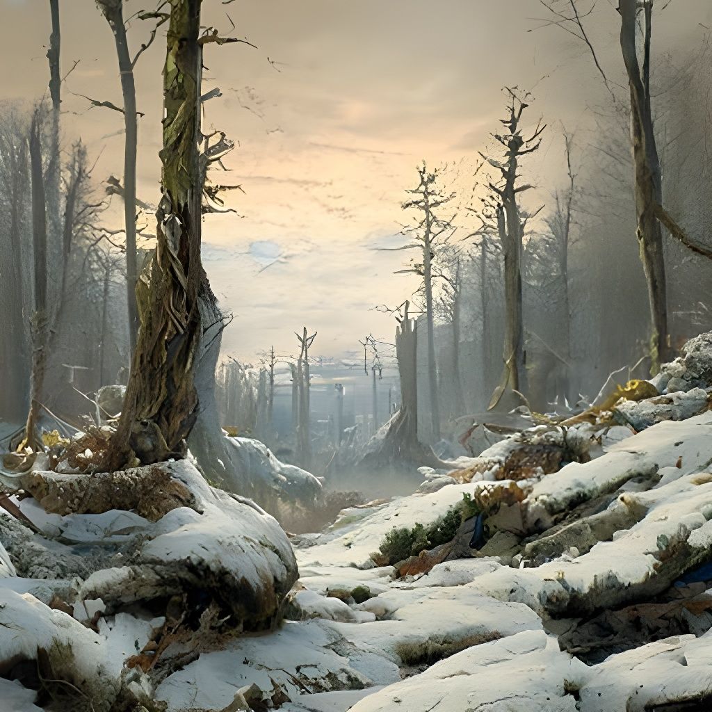 Winter Forest Landscape in Romantic Style
