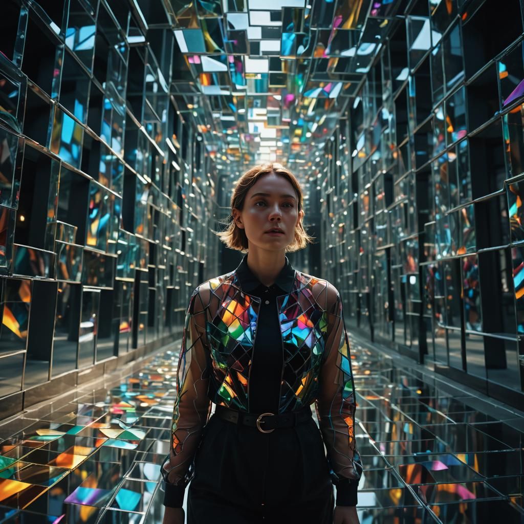 Glass Labyrinth in Vibrant, Hyper-Realistic Digital Art