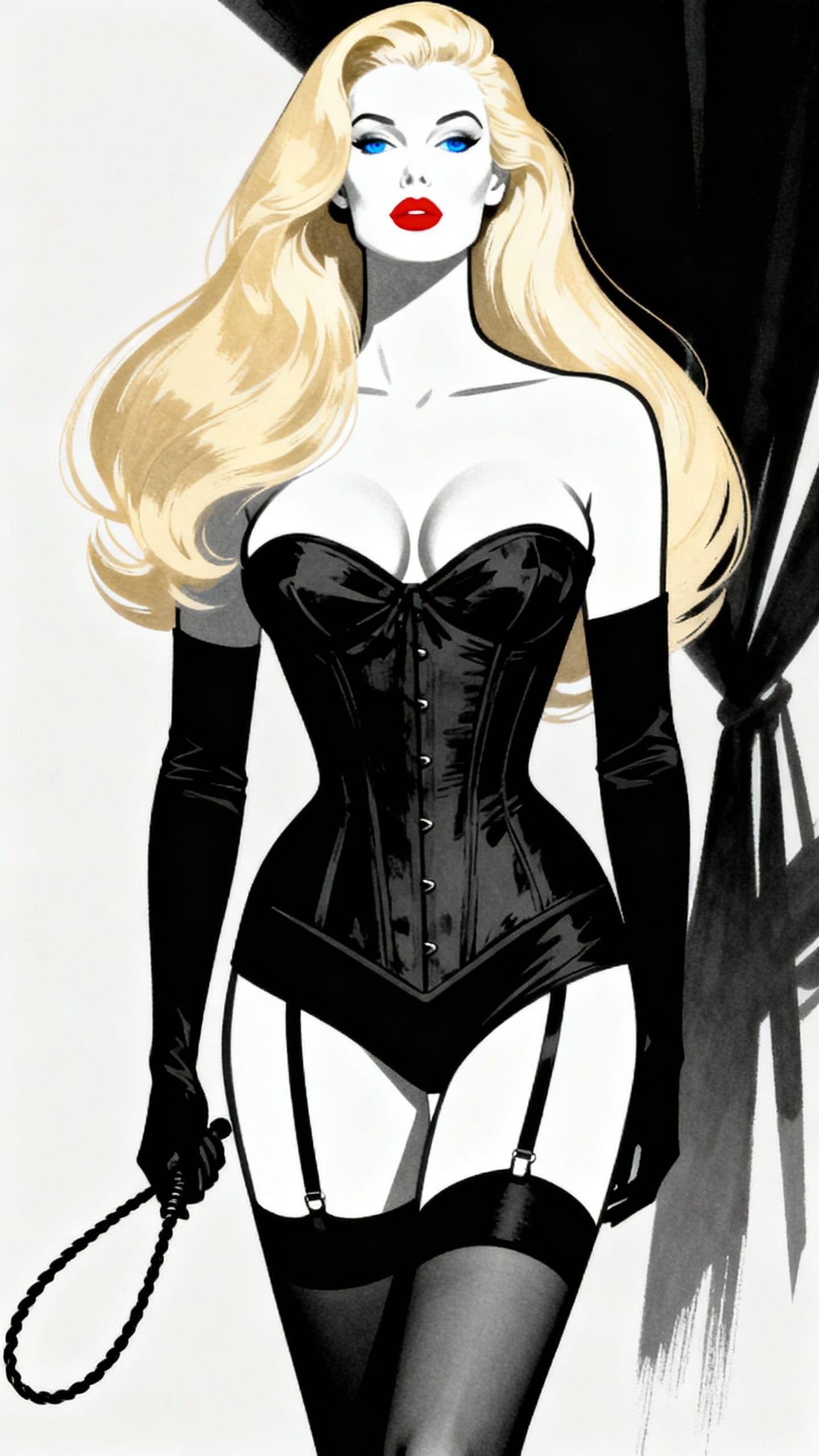Fashion Illustration of Empowered Sensual Woman in Corset