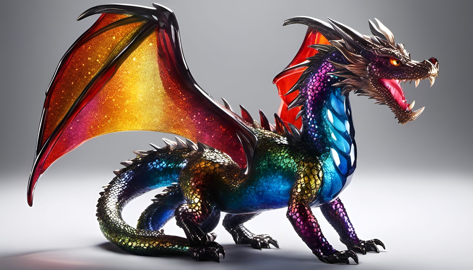Glass Dragon with Glittering Scales in 3D
