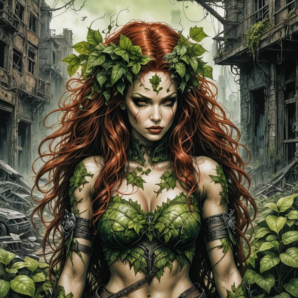 Post-Apocalyptic Poison Ivy: Ink and Pencil Illustration