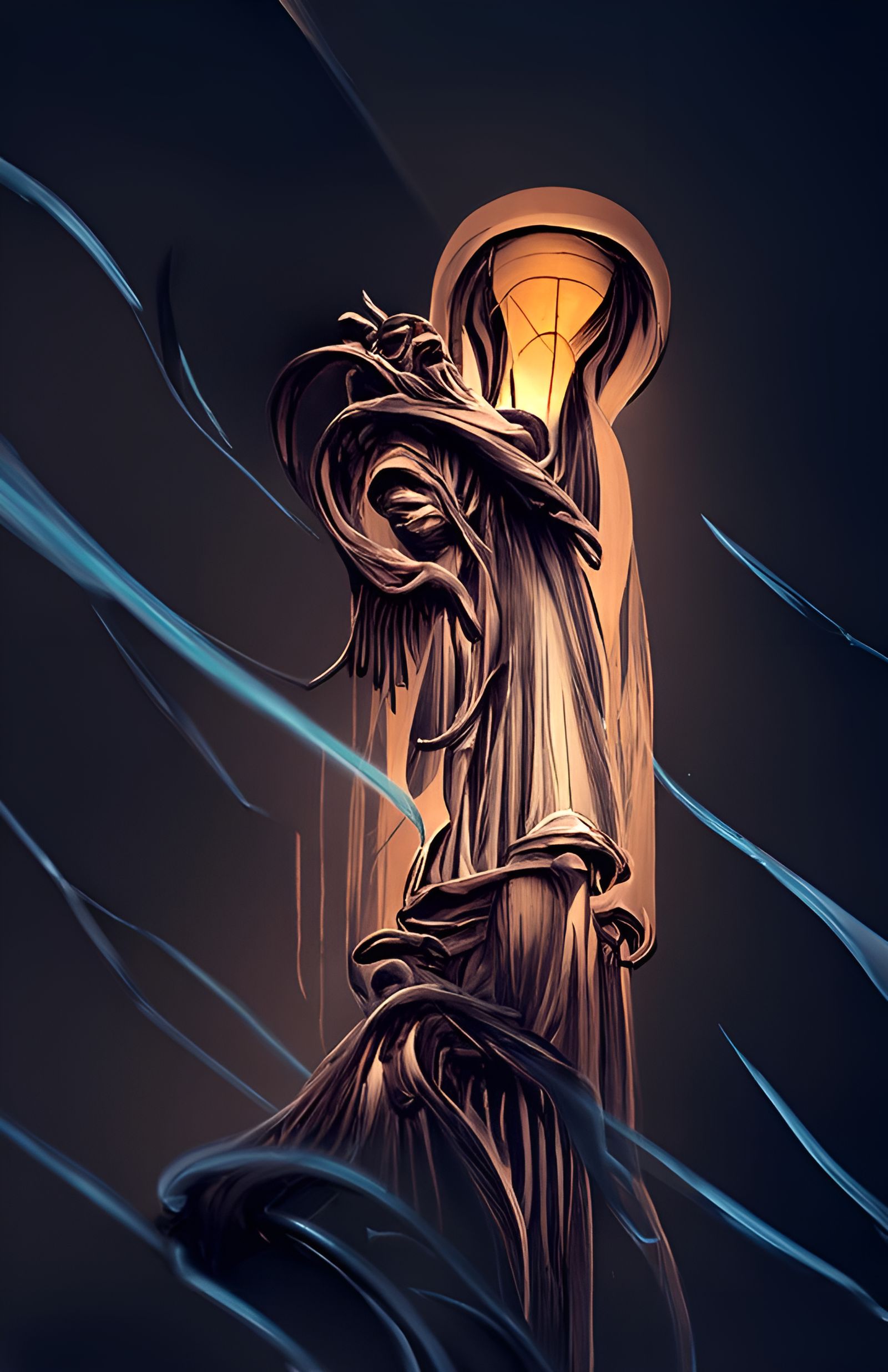 Dramatic Black Angel Statue Digital Art