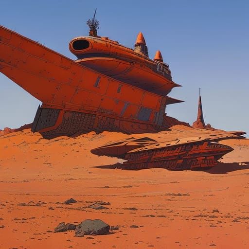 Wasteland Starship in Ligne Claire Style