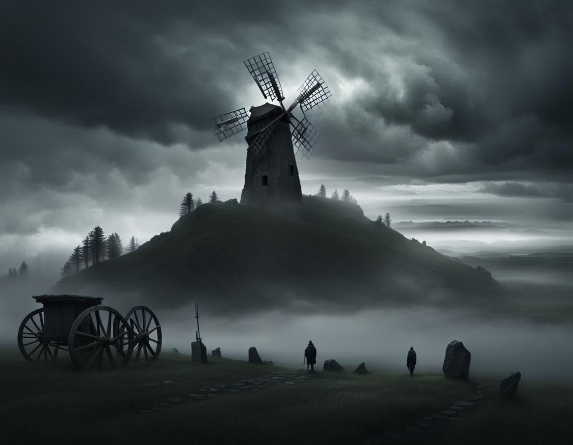 Eerie Abandoned Windmill Overlooking Stone Henge