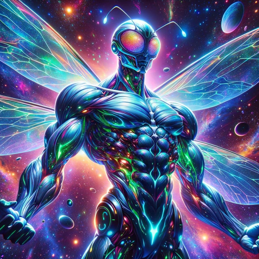 Epic Anime Alien Vigilante in Cosmic Space