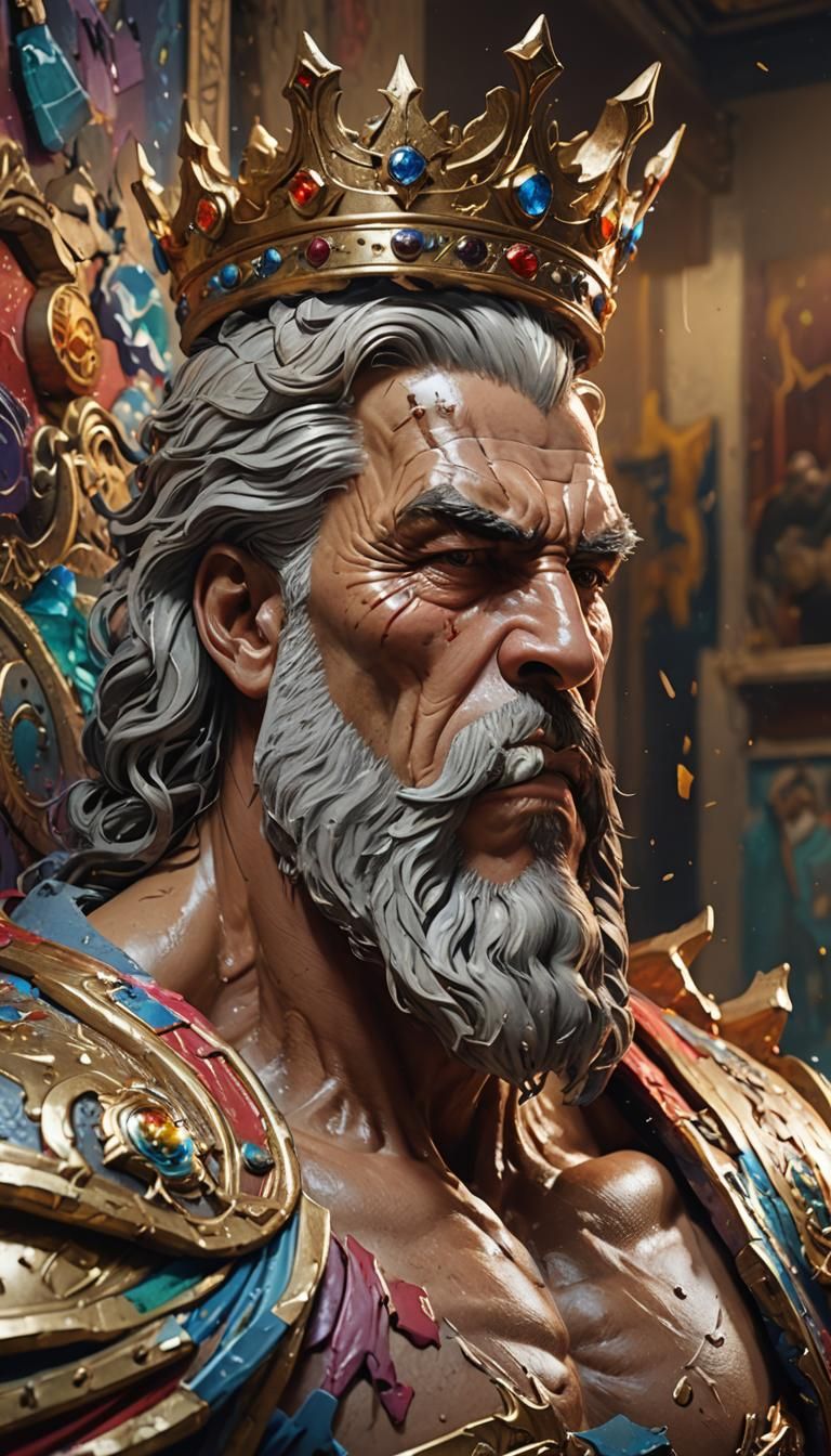Muscular Old King in Bed: Hyperrealistic Concept Art
