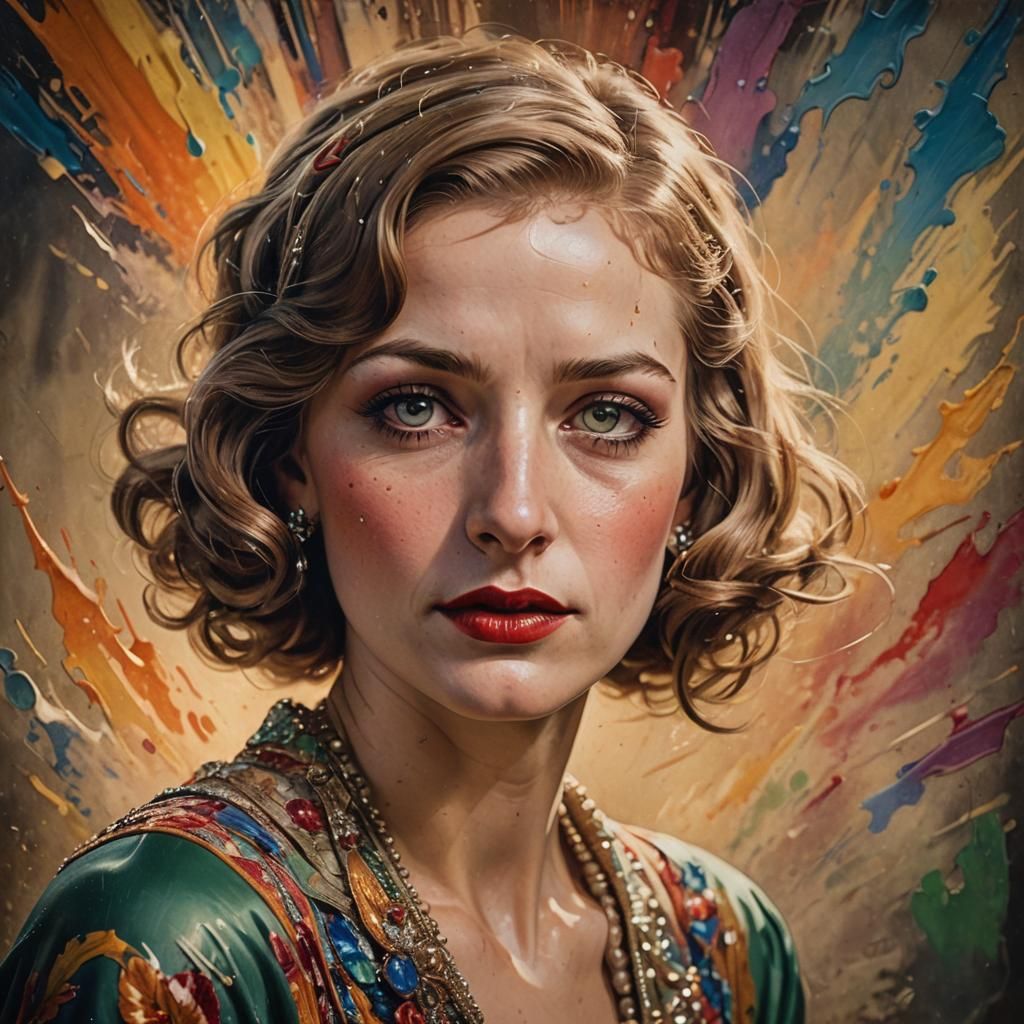 1930s Portrait in Hyperrealistic Splash Art