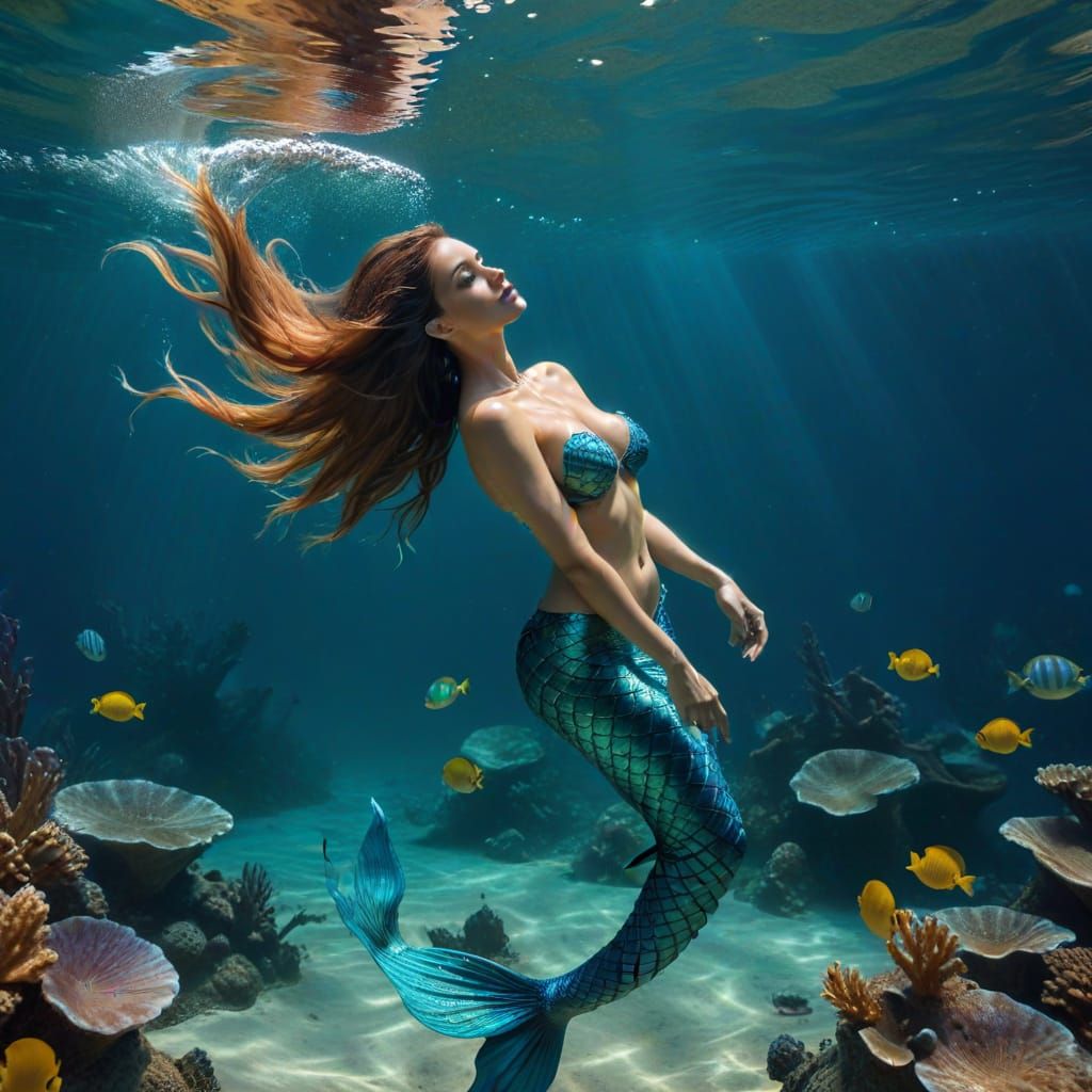 Sensual Mermaid in the Depths
