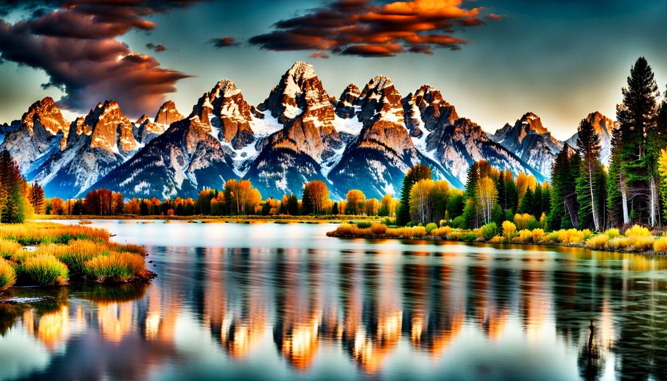 Snow-Capped Grand Tetons Landscape View