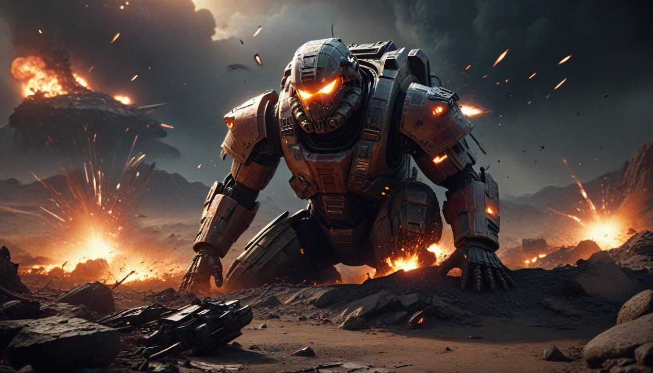 Epic Space Commander Rises Amidst Intense Alien Battle