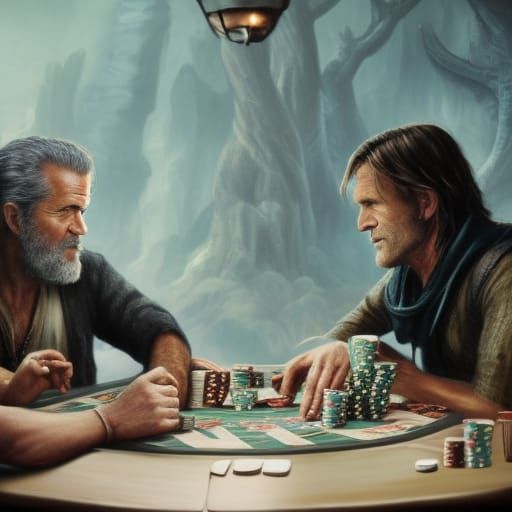 Gibson and Mortensen Play Poker: Detailed Matte Painting