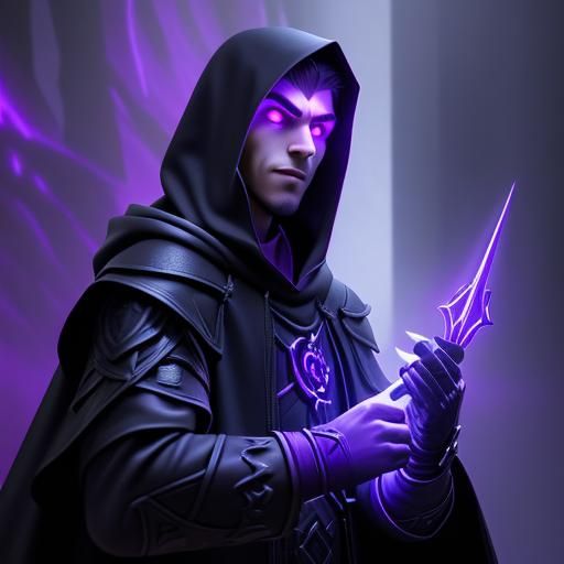 Soulknife Rogue with Glowing Daggers, Dark Fantasy Illustrat...