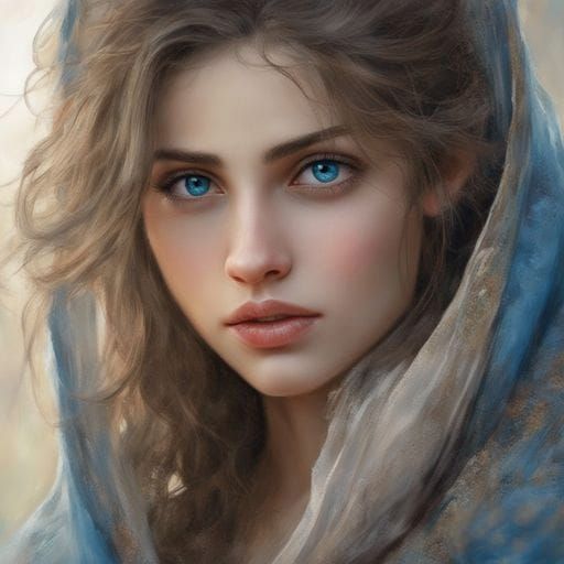 Beautiful Syrian Girl with Blue Eyes