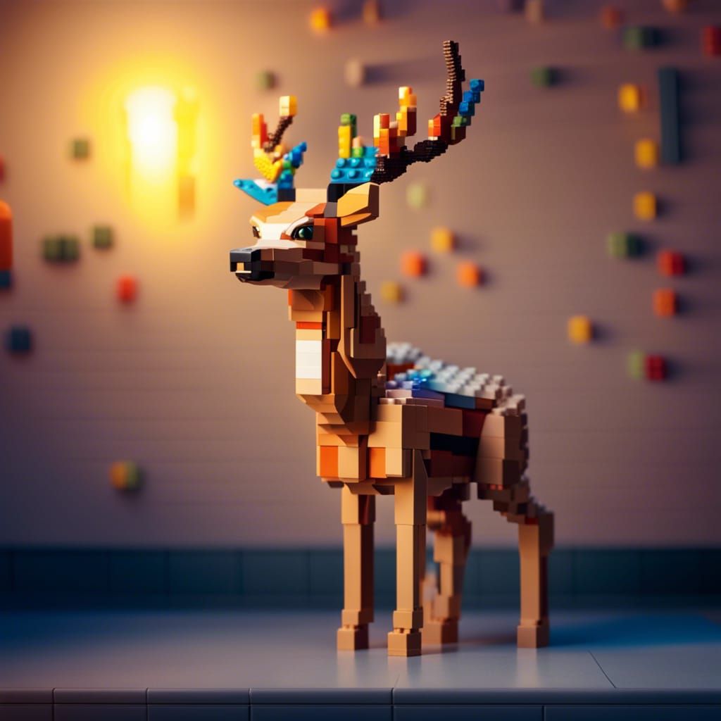 Blocky Lego Anthro Deer: Hyperrealistic Concept Art