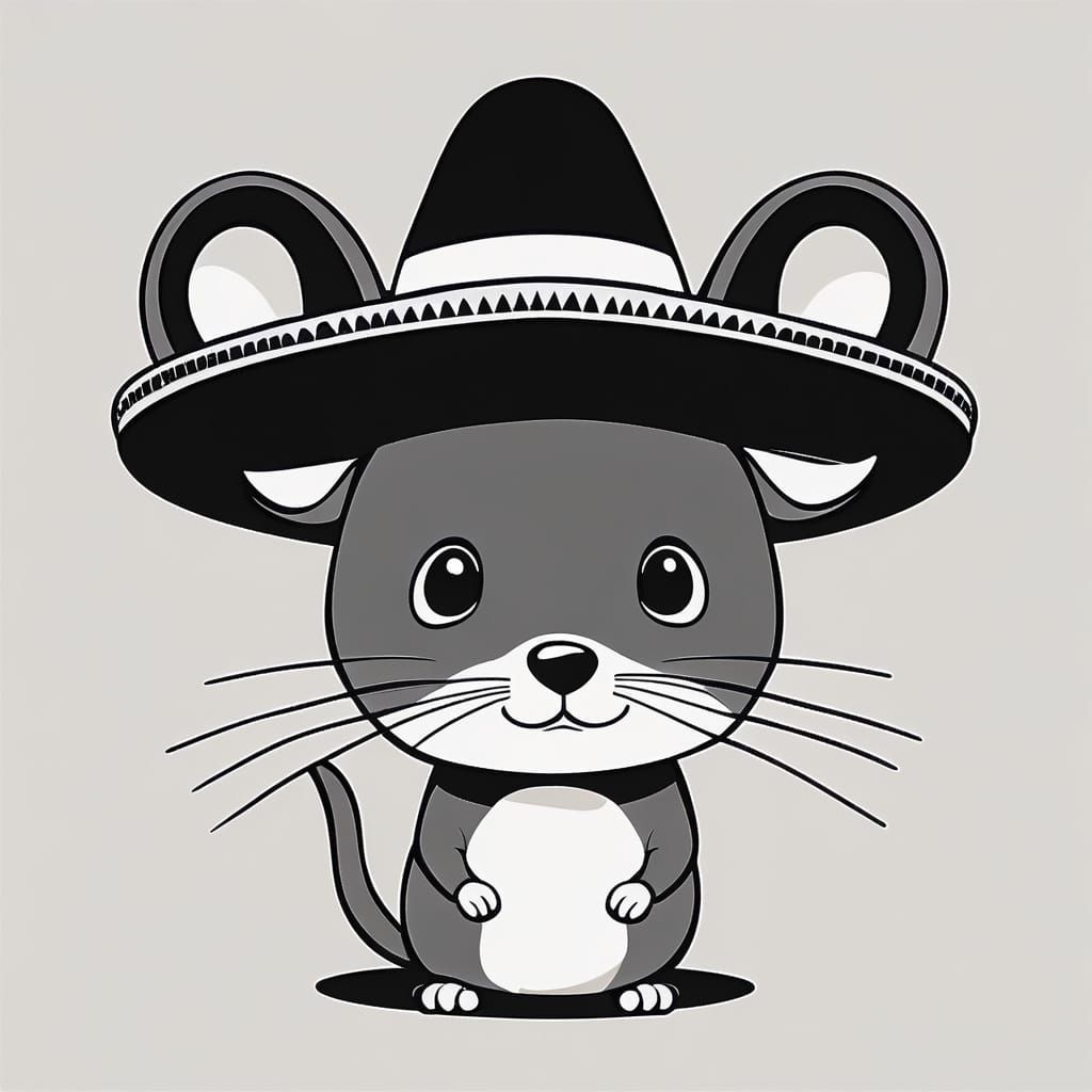 Shy Mouse Under Sombrero in Manga Style