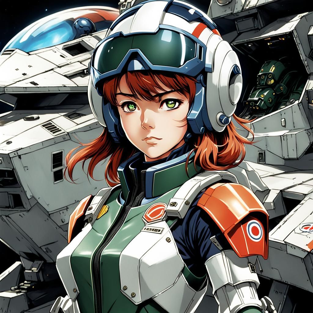 Robotech Pilot in Cyclone Helmet, Anime Style