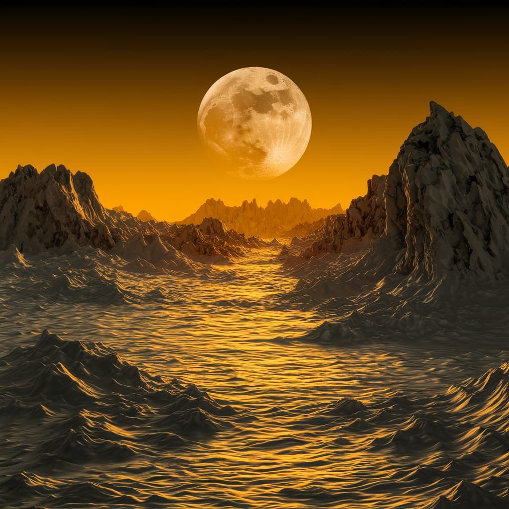 Abstract Moonscape in Harsh Yellow and Orange