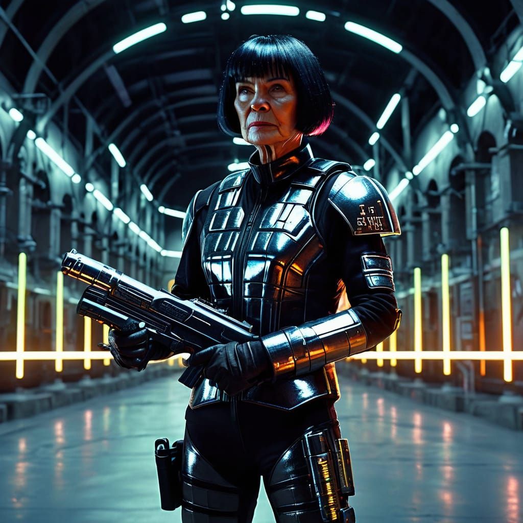 Futuristic Prison Guard in Cyberpunk Style