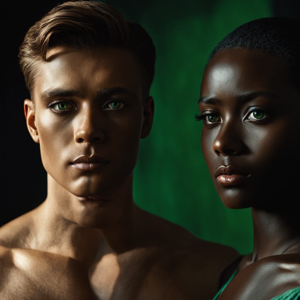 A Pale Man and a Dark Woman Stand Together in Harmony