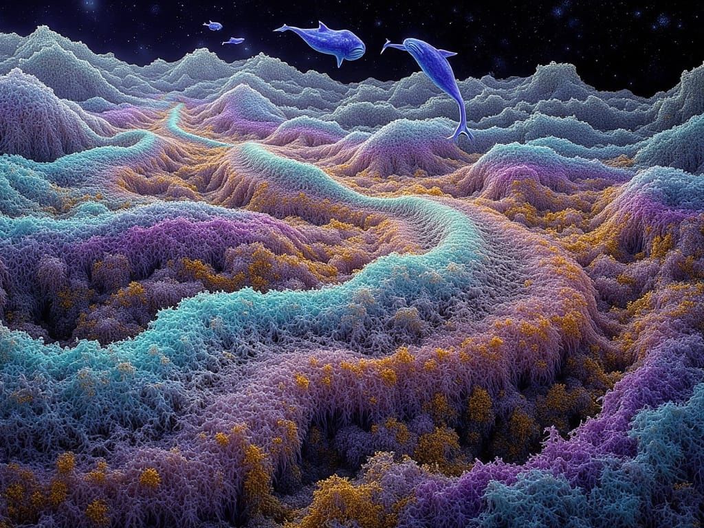 Alien Whales Dance Under Galactic Pathway