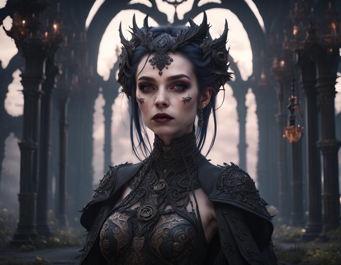 Goth Girl in Detailed Matte Painting Style