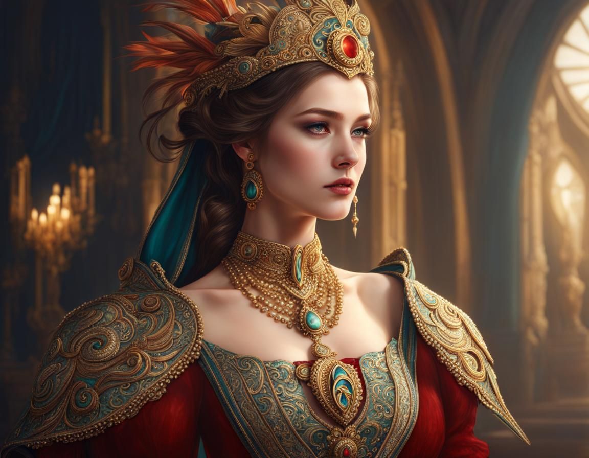 Beautiful Woman in Fantasy Setting: Hyperrealistic Style