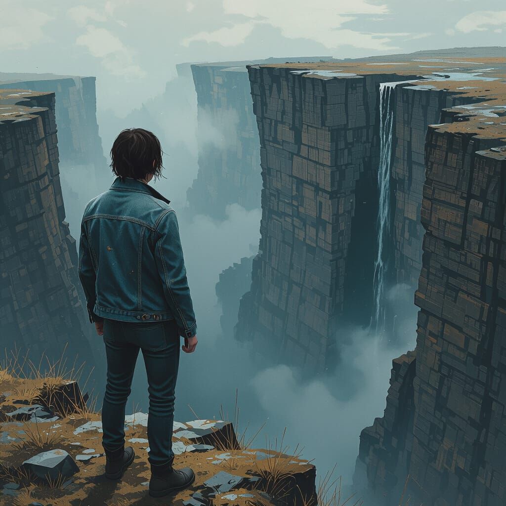 Cliffside Anxiety: A Dark Futuristic Vision