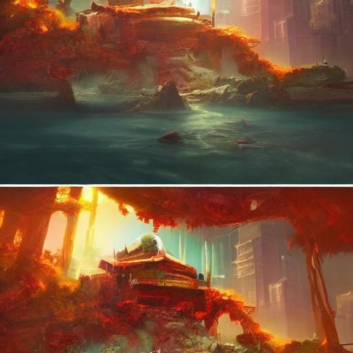 Detailed Deadpool Matte Painting in Deep Color