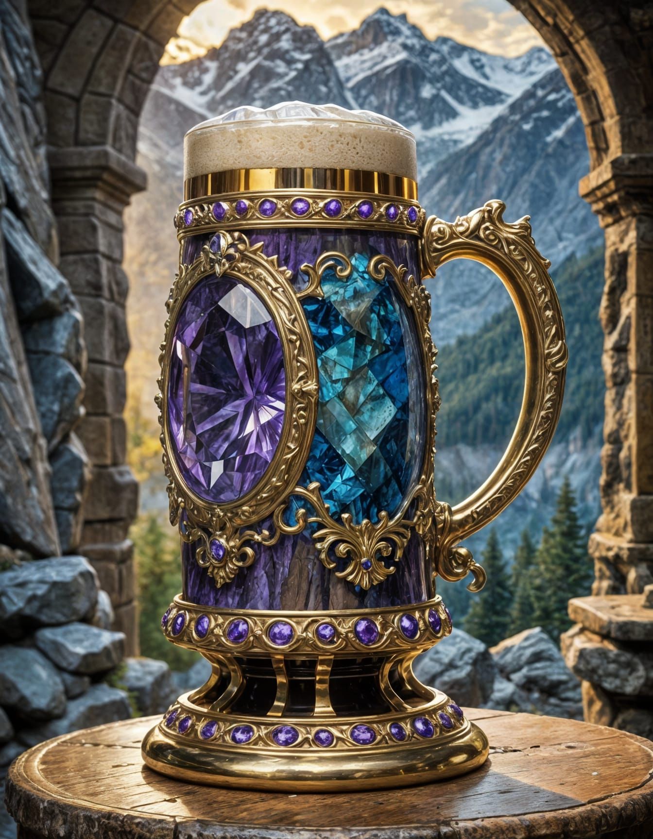 Amethyst Tankard on Octoberfest Pedestal, Digital Art