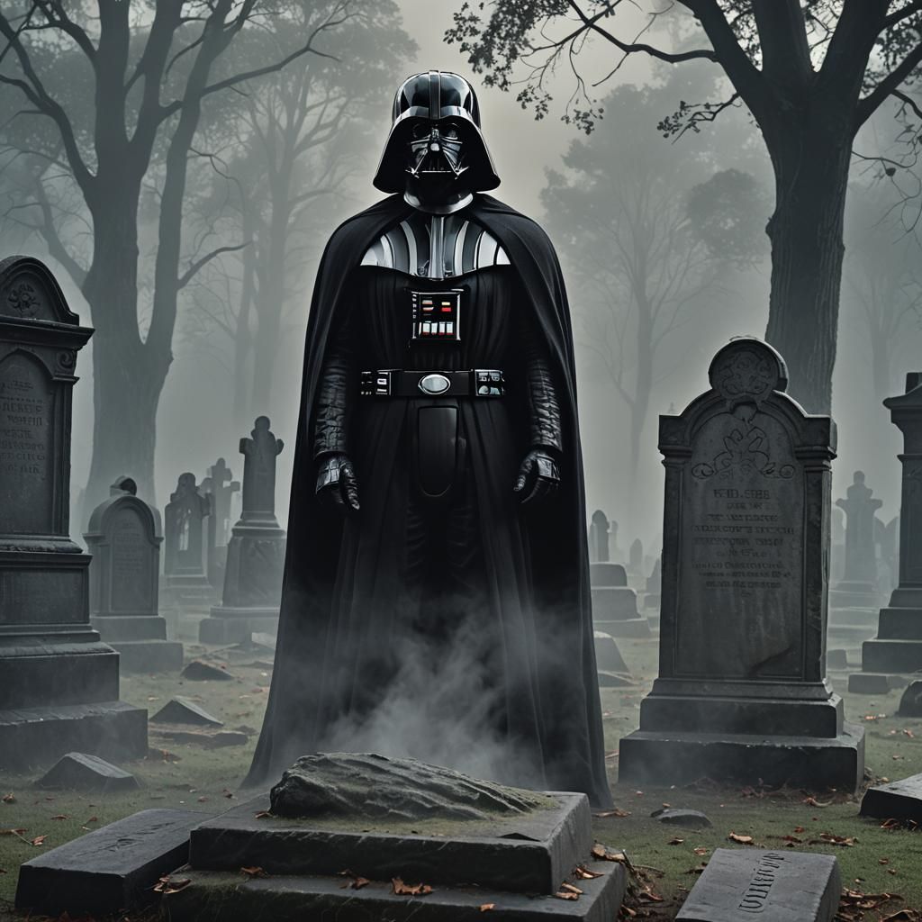 Darth Vader Portrait in Graveyard, Cinematic Film Still