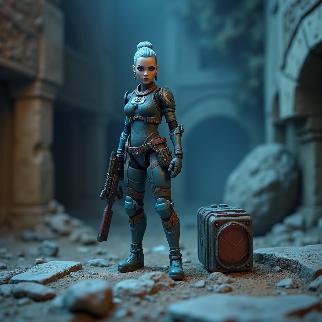 Liara T'Soni Standing on Prothean Ruins in Cyberpunk Sci-Fi ...