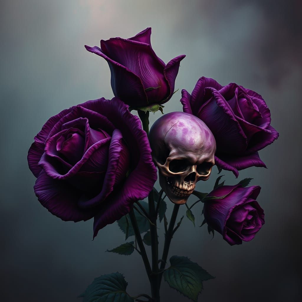 Mysterious Purple Roses in Dark Fantasy Style