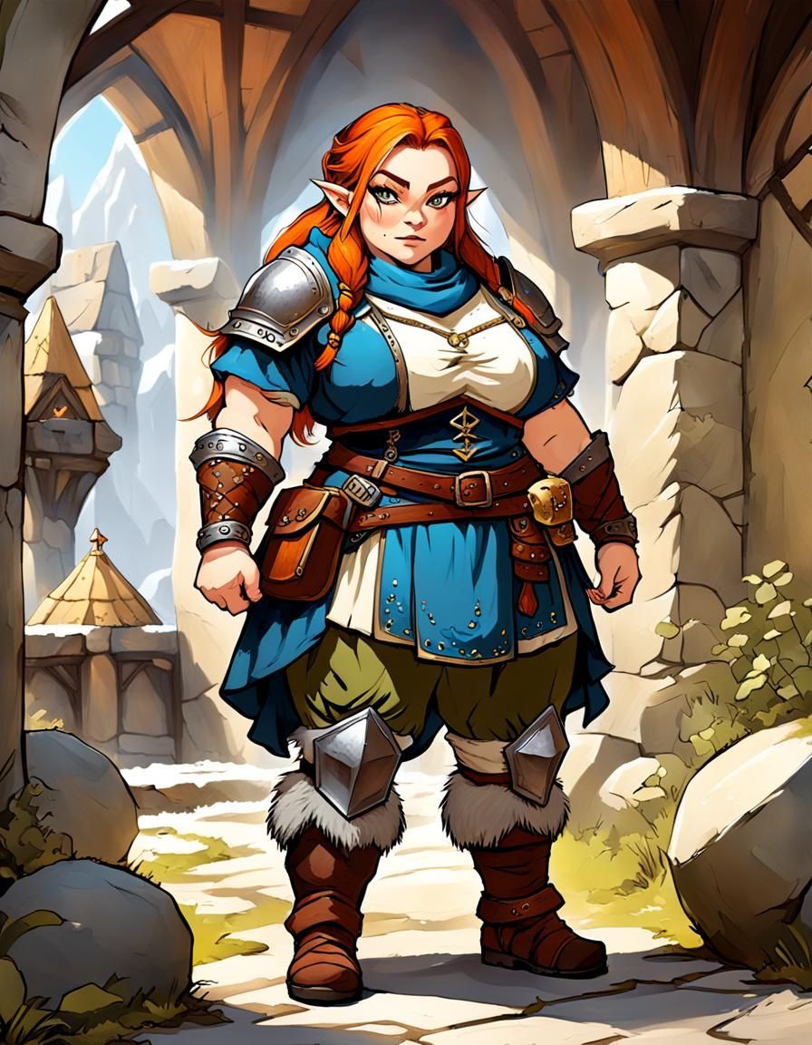 Fantasy Dwarf Female Adventurer in Medieval Setting