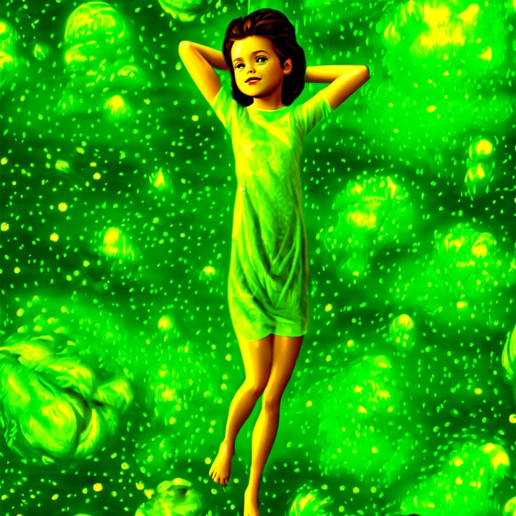 Surreal Slime Ball Ascends Through Stormy Sea in Vibrant Oil...