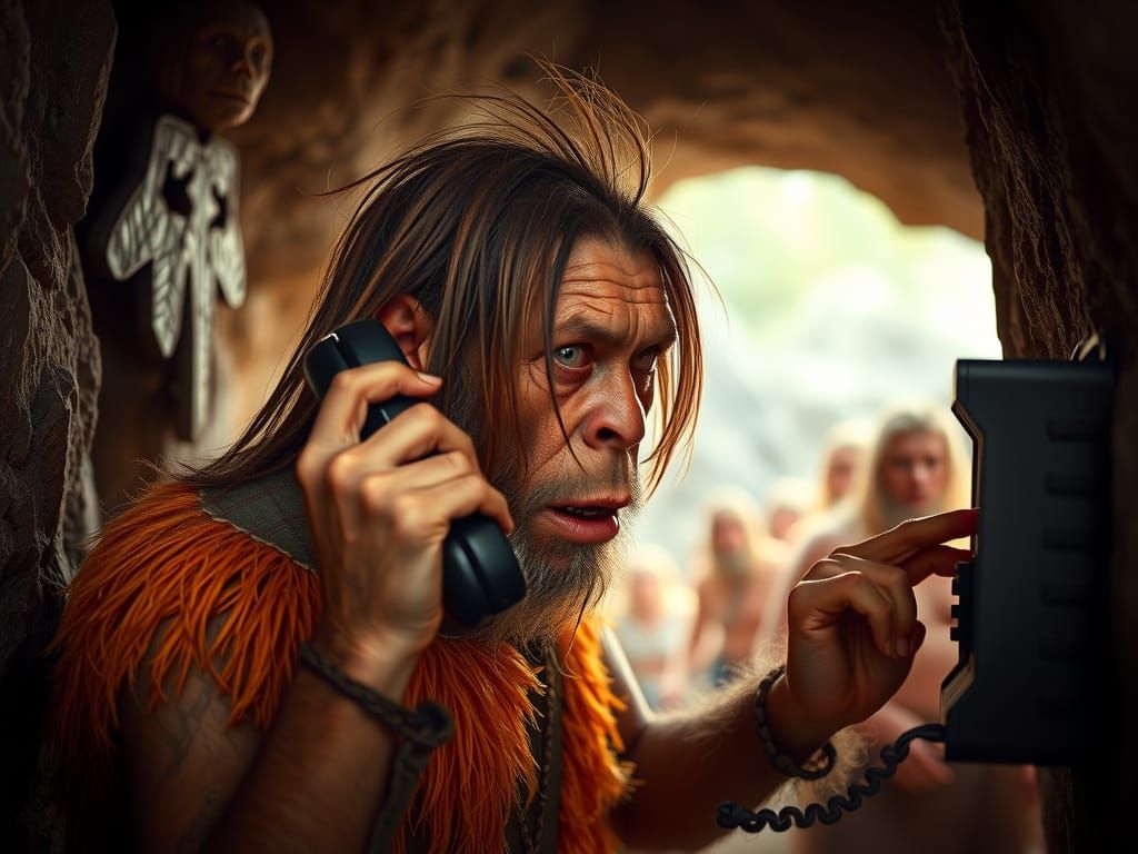 Neanderthal Phone Call: High-Resolution Cave Scene