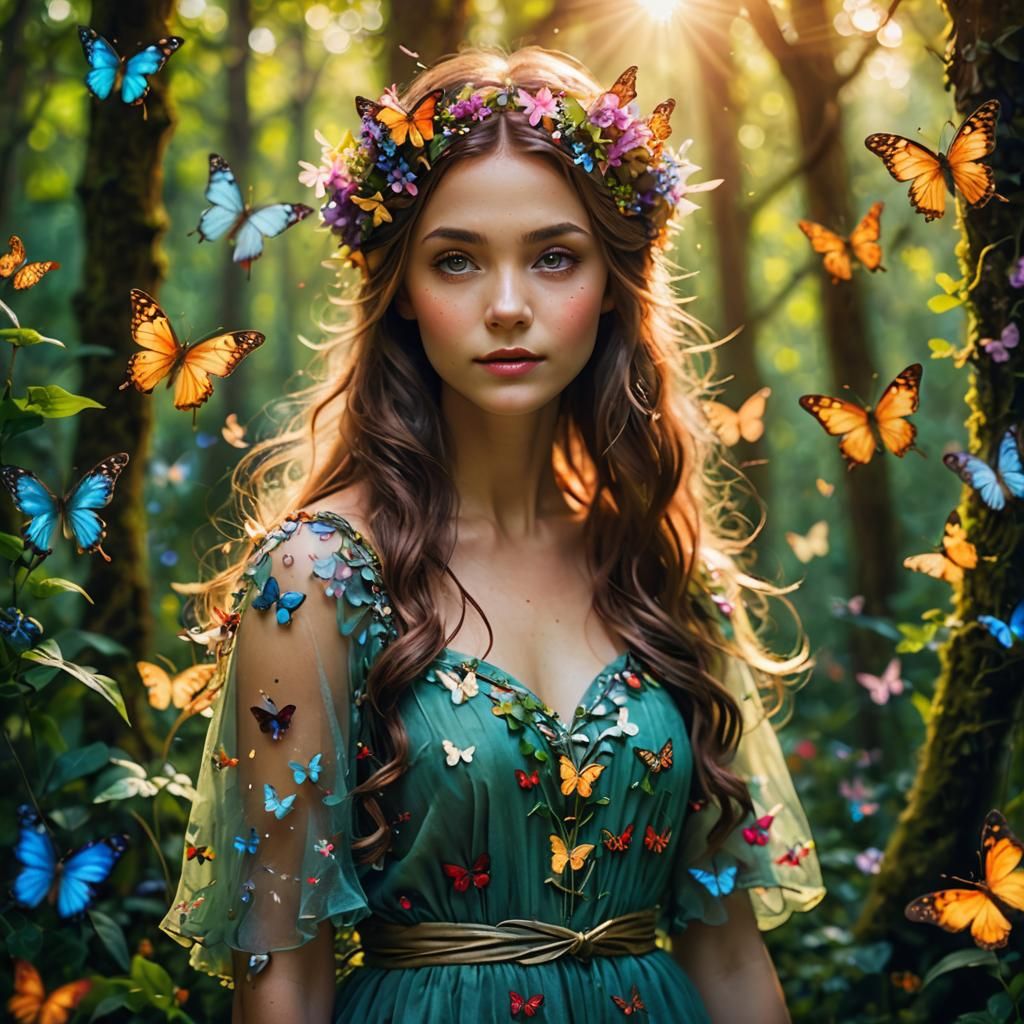 Ethereal Fairy Portrait in Lush Forest