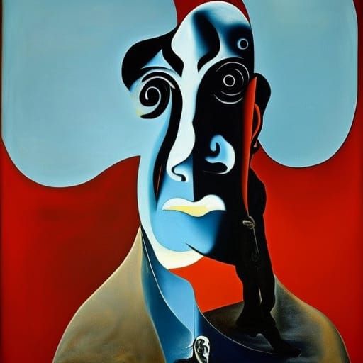 Surreal Poet in Cubist Style on Canvas