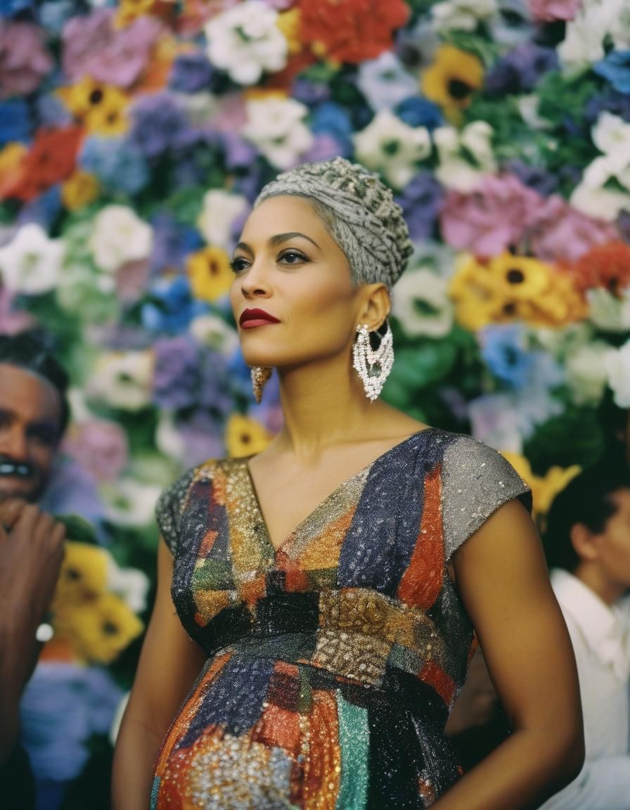 Realistic Portrait of Pregnant World President on Film